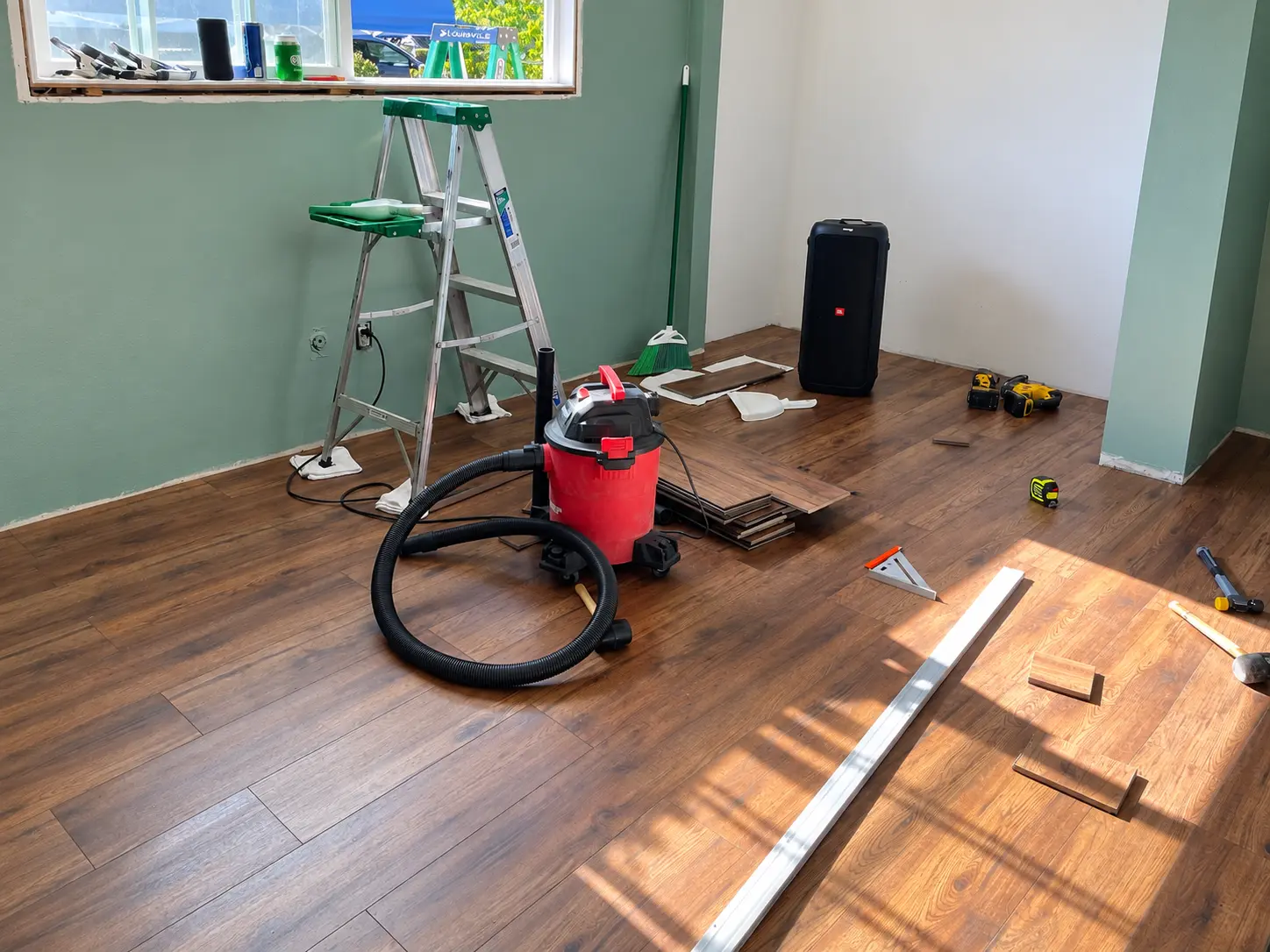 Flooring installation in progress