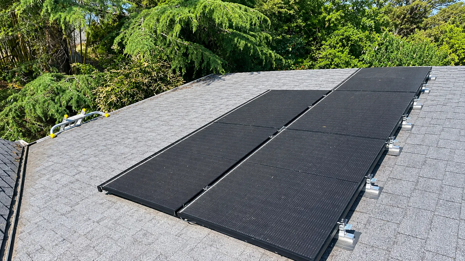 Roof and solar panel care viewed from above